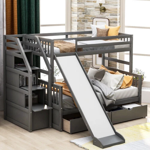 Full size bunk beds with shop storage