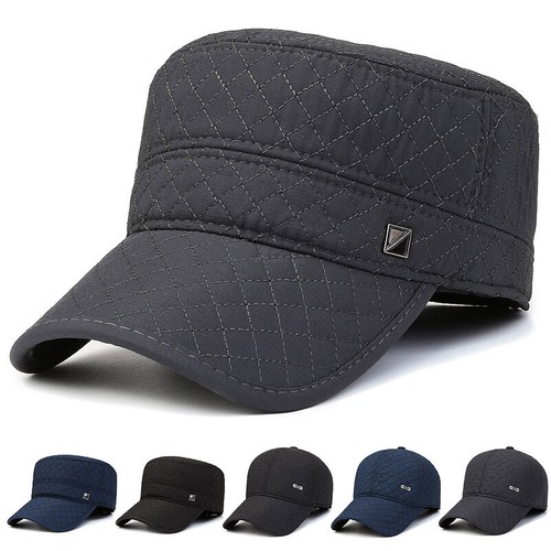 Men's Winter Baseball Cap With Ear Flaps Warm Cotton Snapback Cap Hat