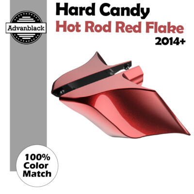 Hard Candy Hot Rod Red Flake  Extended Stretched Side Covers Fits 14+ Harley
