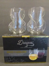 Dragon Glassware WAVE TUMBLERS Set of 2 Handcrafted 16 oz DragonGlass 473ml
