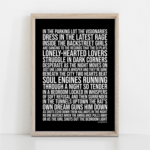 Bruce Springsteen Jungleland Song Lyrics Poster Print Wall Art eBay