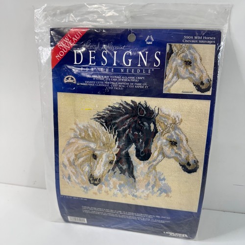 Vintage Wild Horses Needlepoint Canvas Floss LEISURE ARTS Designs #5904 - Picture 6 of 22