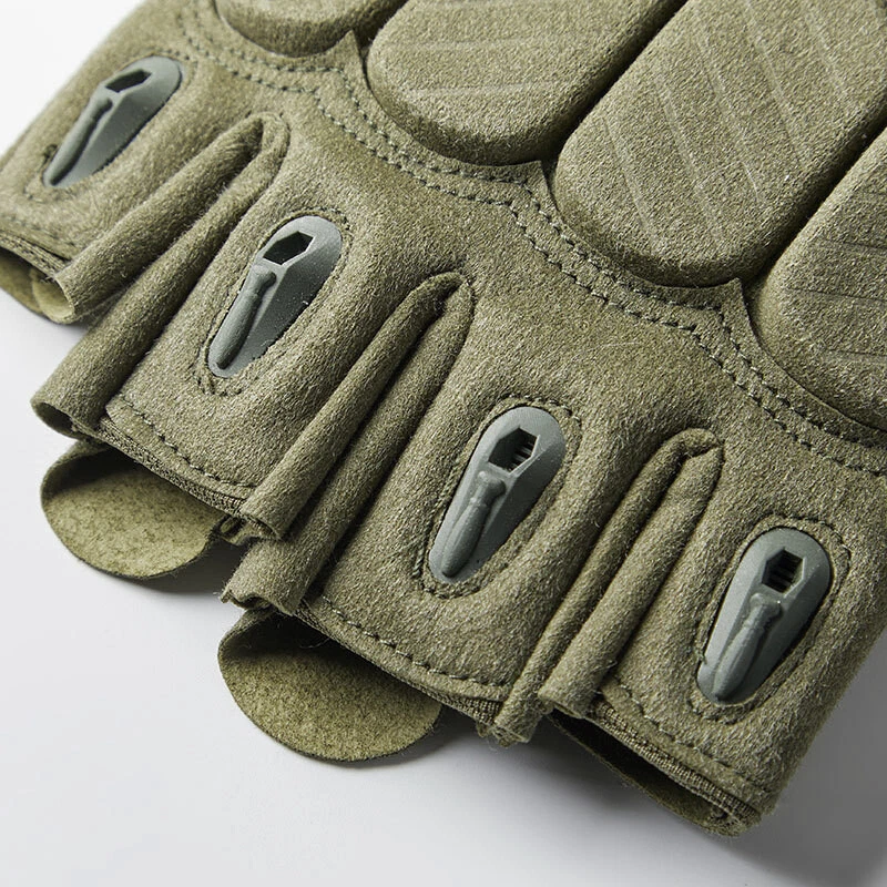 Tactical Knuckle Protection Gloves Army Training Motorcycle Hunting Fingerless - Image 3 of 4