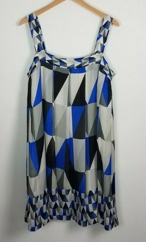 Black Geometric Pleated Tank Dress 