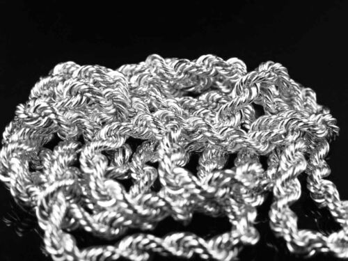 Men's Ladies Solid Rope Chain Necklace 4MM Real 14K White Gold 18"-28" - Afbeelding 5 van 6