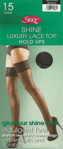 SILKY SHINE LACE TOP HOLD UPS IN VARIOUS SHADES FREEPOST - Picture 3 of 8