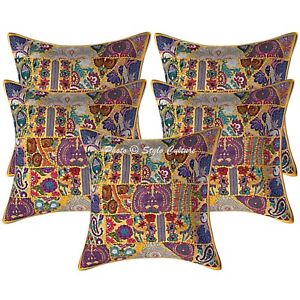 Indian Cushion Covers 60 X 60 Cm Patchwork Cotton 24 X 24 Abstract Pillow Cases Ebay