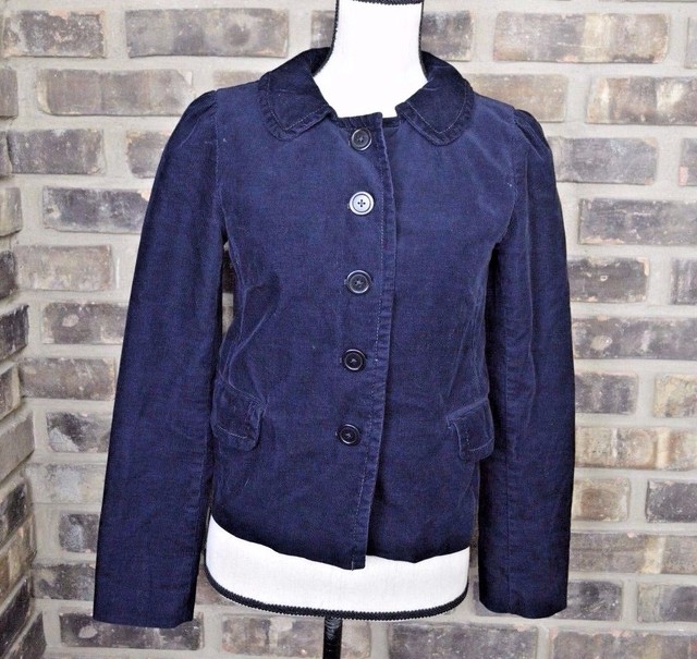 J. Crew Women's Corduroy Blazer Jacket Coat Navy Blue Size 2 Casual