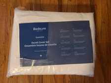 Bedsure Duvet Cover Set Polyester White Queen 90" x 90"