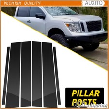6pcs Black Pillar Posts Door Trim Cover For Nissan Titan Crew Cab 2004-2015