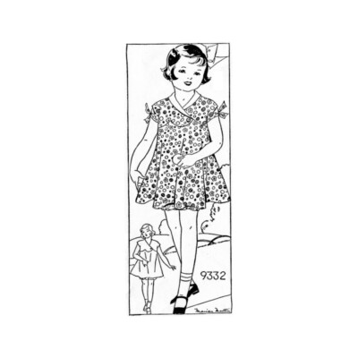 1930s Girls' Sun Dress Sewing Pattern Vintage Revival Past Patterns 9332 Size 6