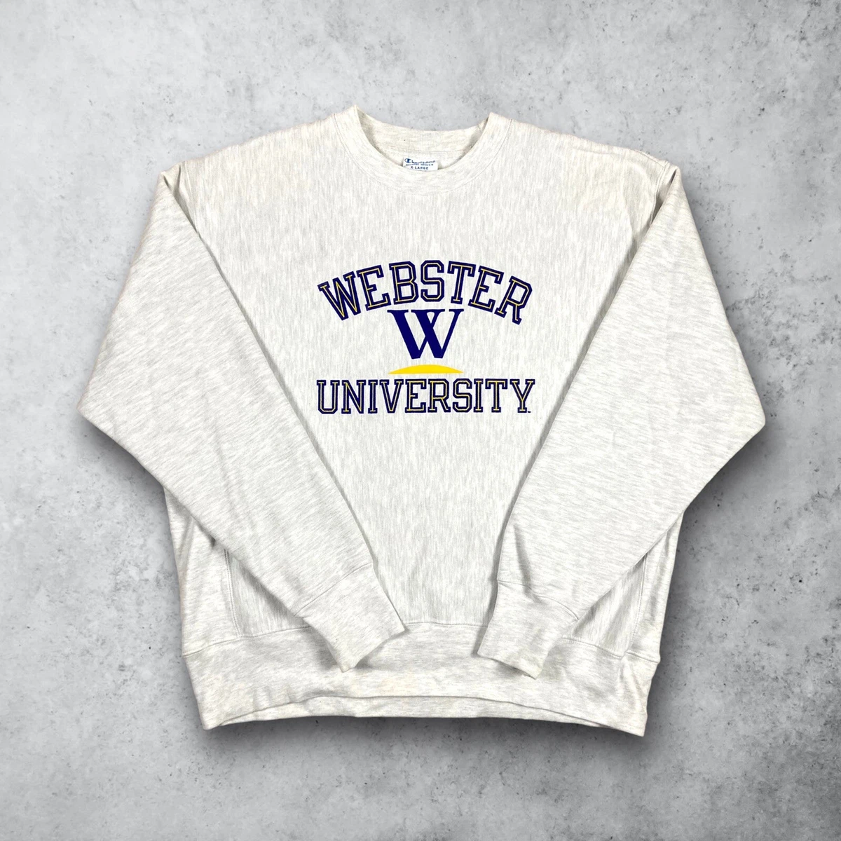 Vintage Champion Reverse Weave Webster University Sweatshirt Gray