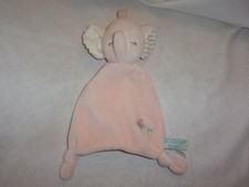 Douglas Baby Pink Sleeping Elephant Plush Lovey Security Blanket bird knots 11"