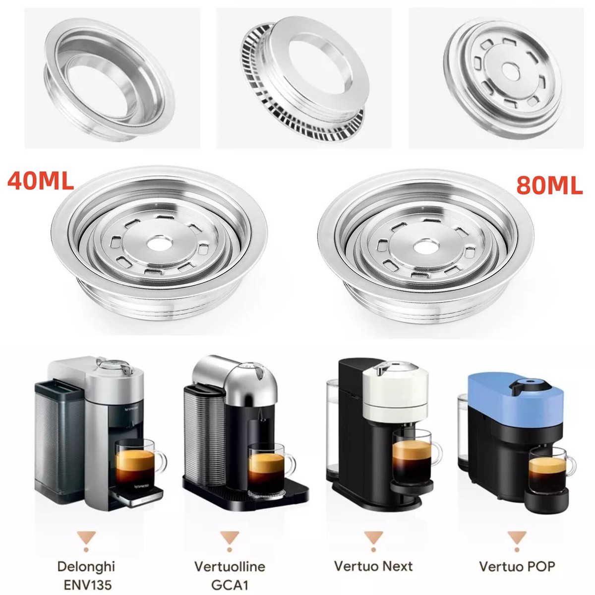 Delonghi Reusable Pods For Vertuo Next Capsule Adapter Nespresso