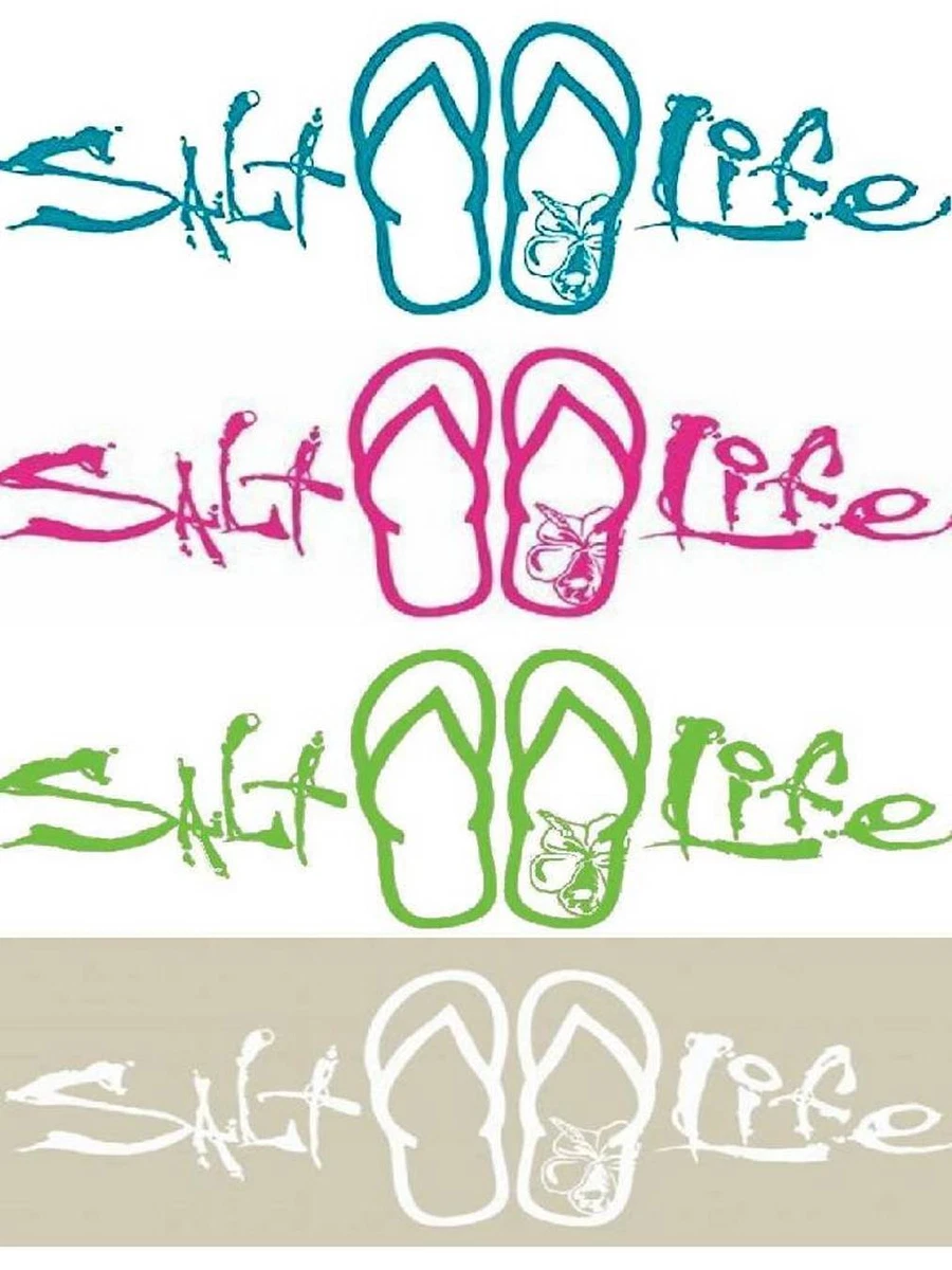 New SALT LIFE Decal Med Flip Flop Car Window Beach, Boat, Board sticker UV  Vinyl