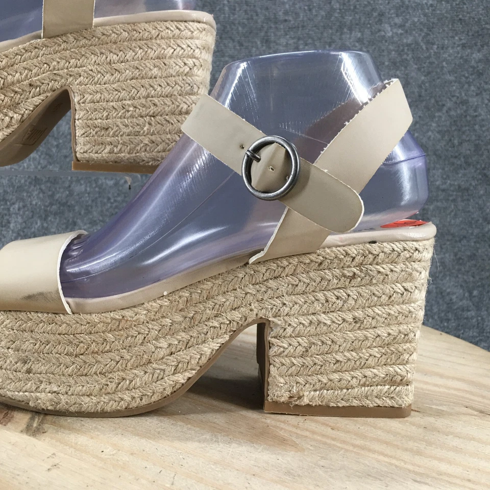 MIA Tacones Mujer 9.5 Plataforma Alpargata Tirantes Cordones Beige Imitación Cuero Foto 3 de 4