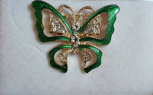 Elegante Brosche Schmetterling aus vergoldetem Metall und Emaille