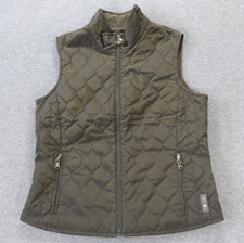 M Miller Womens Vest Small Brown Quilted Puffer Insulated Zip Pocket Made In Usa