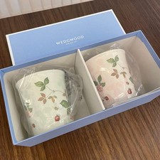 Wedgwood Wild Strawberry Pastel Mug Set Pink Green Pair New Unused Gift YK656