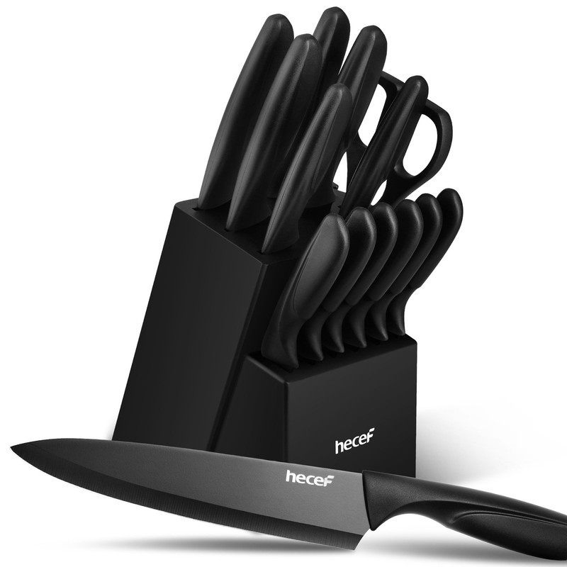 15PCS Kitchen Knife Block Set Stainless Steel Sharp Chef Knife Dishwasher safe