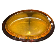 3 rest Mid Century Modern MCM 1960s Amber Glass oval Ashtray 7" X 4.5" Smooth