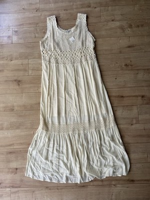 Cato Scenic Route Ivory Crochet Maxi Dress NWT Boho Sleeveless Plus Size 18/20W