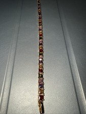 18k Rose Gold Plated Square Cut Multi Colored Tennis Bracelet