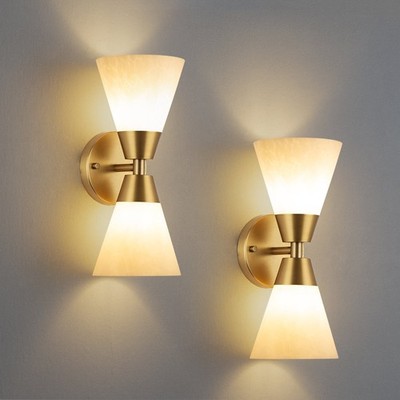 Set of Two Wall Lights Luxury Alabaster Wall Sconce for High End Home Decoration