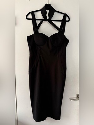 Fashion Nova Evil Queen Black Sexy Dress Sz 1X Stretch Goth Vamp $30 Sold Out