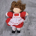 Vintage 1987 Cabbage Patch Kids Girl Doll Red Dress Apron Shoes Coleco 700B