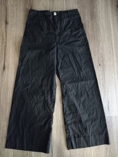 Maeve Anthropologie The Colette Magic Fabric Crop Wide-Leg Pants, Black, Size 30