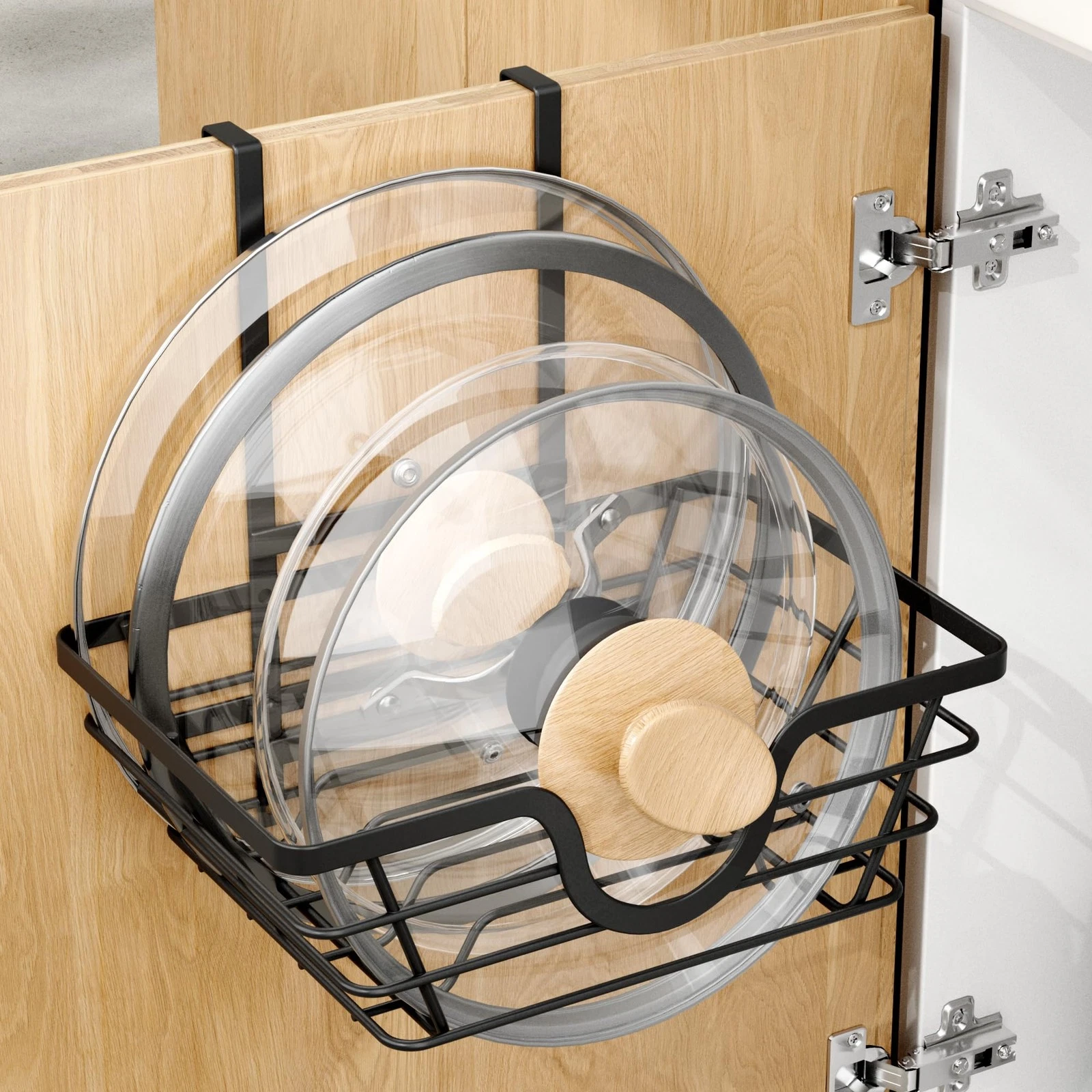 Pot Lid Organizer, Adjustable Kitchen Pot Lid Holder Inside Cabinet, Kitchen ...