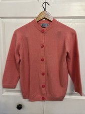 Vtg Triminghams Bermuda Ballantyme Peebles 100 Cashmere Cardi Sweater Pink S/M