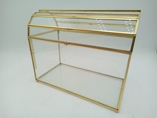 Glass Card Box Gold Trim Treasure Chest Shape with Card Slot
