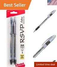 R.S.V.P. COLORS BallPoint Pen, Medium Line, Black Ink, Pack of 2 BK91CRBP2A