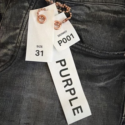 Purple Brand Jeans Men Distressed Skinny Black P001 $250 Size 31