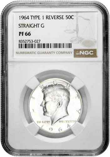 1964 Type 1 Straight G 50c Silver Proof Kennedy Half Dollar NGC PF 66 New Holder