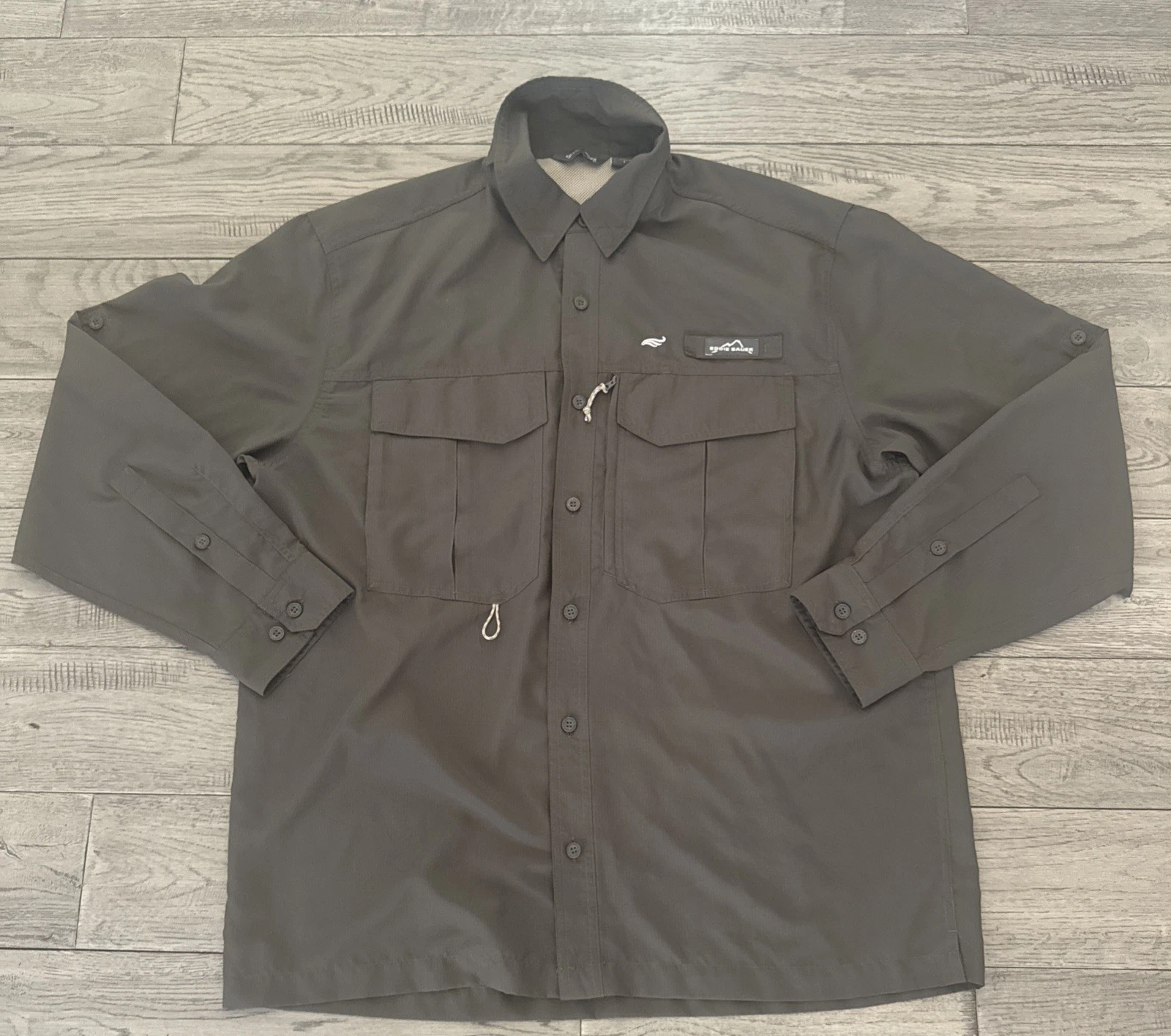 Eddie Bauer Long Sleeve Performance Fishing Collared Shirt Mens Large