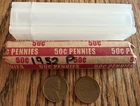 1952 P LINCOLN WHEAT PENNY ROLL - PHILADELPHIA MINT  - COIN TUBE - ESTATE FIND