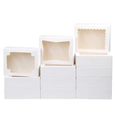 Cookie Boxes Bakery with Window 8x6.5x2.5 Inches Auto-Popup Treat White 