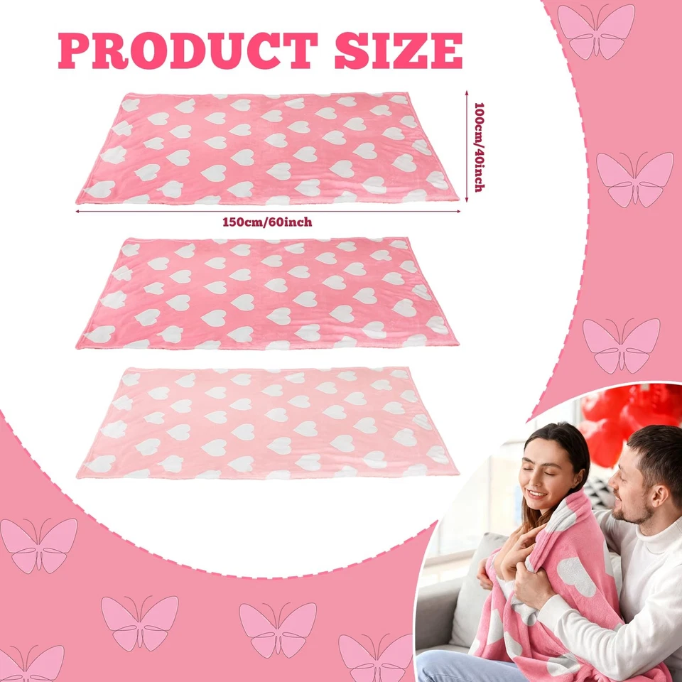 Juego de 6 mantas rosa Navidad polar rosa corazón lanza manta 40"x6... Foto 3 de 4