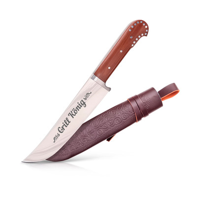 Usbekischer Messer Pchak aus Edelstahl, 29 cm mit Gravur G018 - Grill König