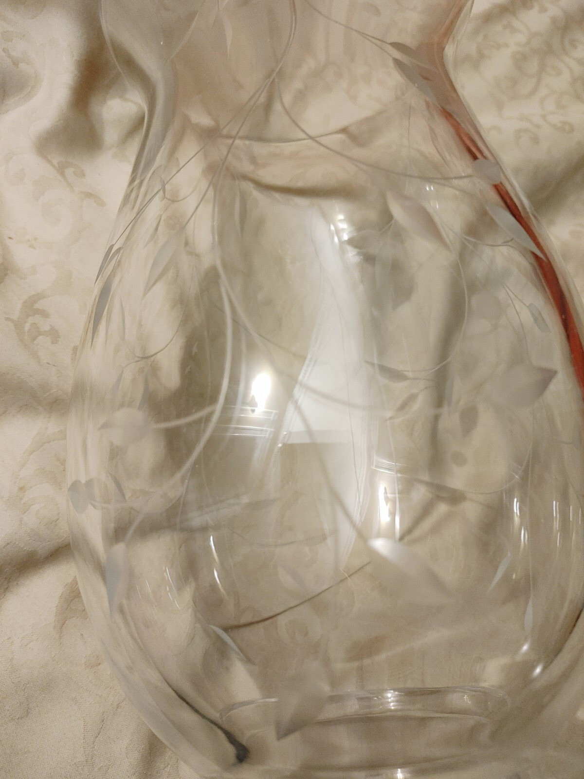 Lenox Hurricane Crystal Candle Holder W/Floral Pattern 9" Tall