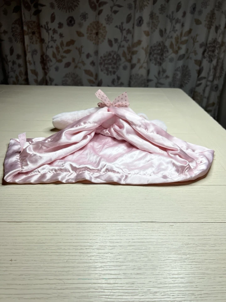 "Manta de seguridad Bearington Baby Lovey rosa cachorro perro satinado 15""" Foto 2 de 4