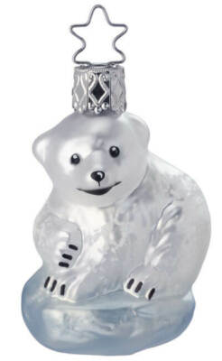 Inge Glas Baby Ice Bear 1-021-15  German Glass Orn NEW w/FREE Gift Box