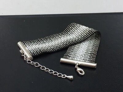 Bracelet manchette tissage perles Miyuki fait main monture argent - Photo 1/4