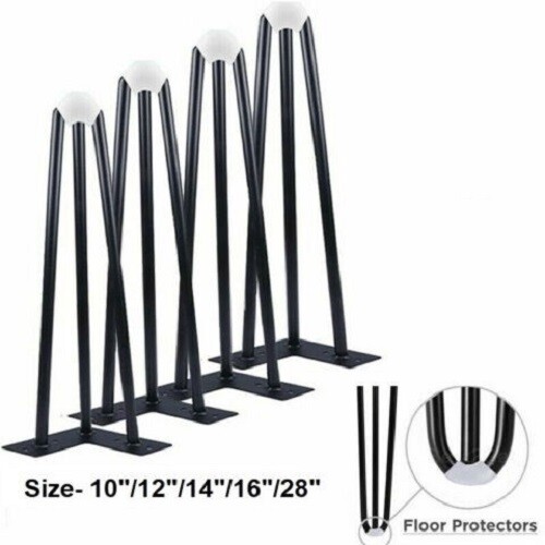 Set di 4 forcine tavolo 10""12"" 14""16""28"" pollici viti GRATUITE + protezioni pavimento - Foto 1 di 8