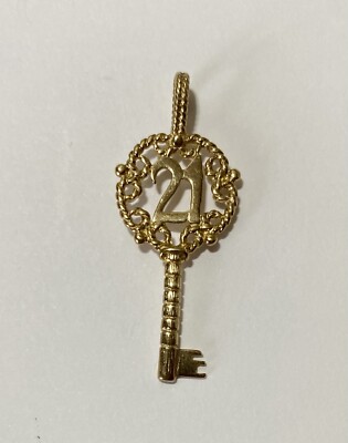 Schlüsselanhänger 21. Geburtstag 9 kt Gelbgold gepunzt British Made