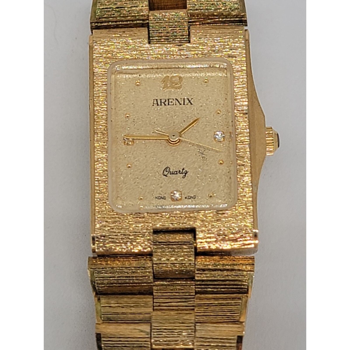 Arenix Vintage Gold Tone Quartz Rectangular Women