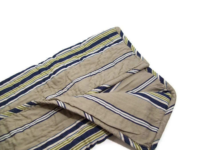 Pottery Barn Brown Blue Celeste Stripe Quilted Euro Pillow Cover Sham New - Image 2 of 4